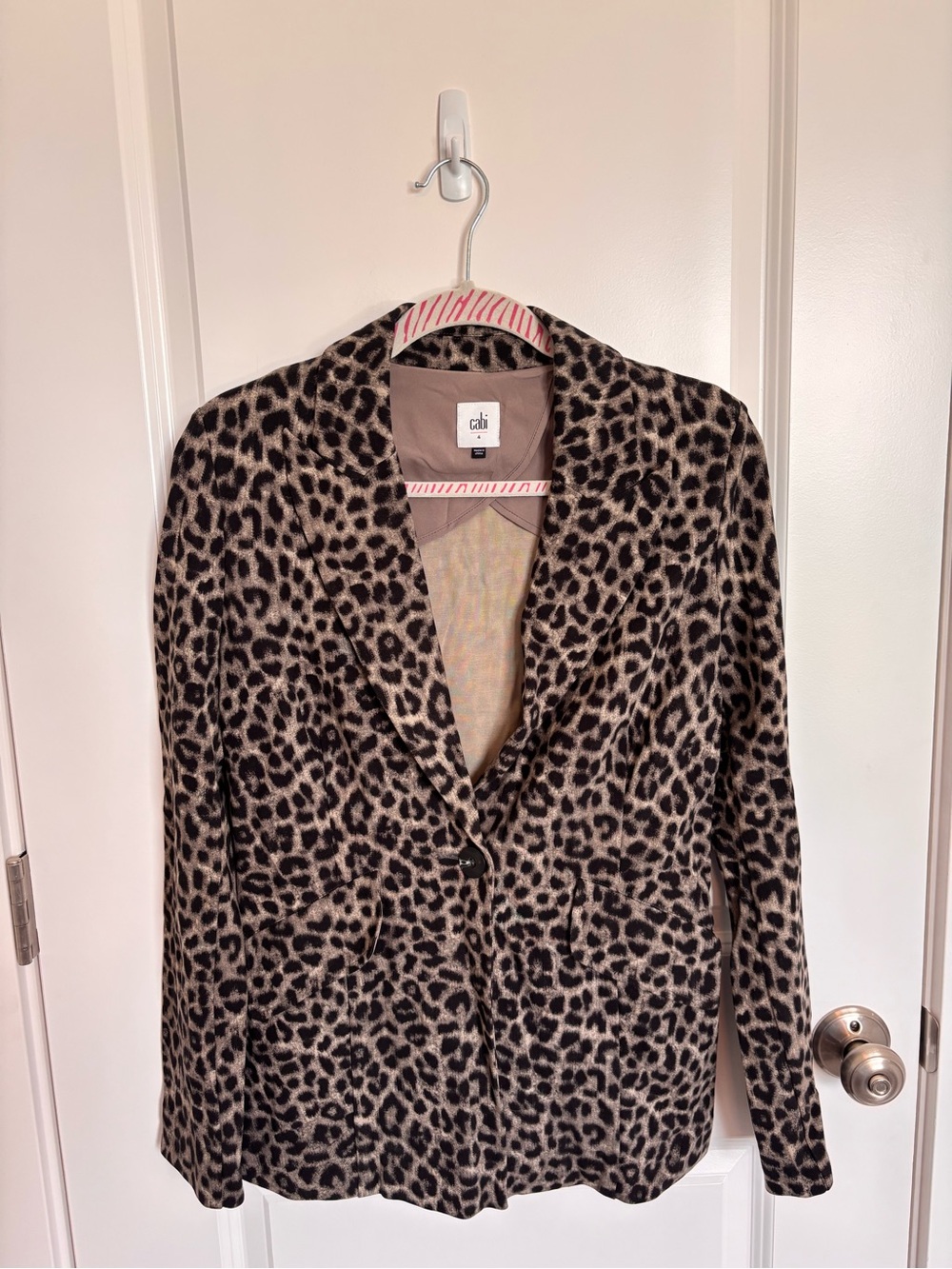 CAbi Leopard Print Blazer Jacket Neutral Brown
